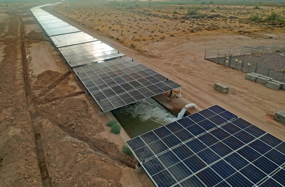 Over-canal solar system on Gila River Indian Community land near Phoenix