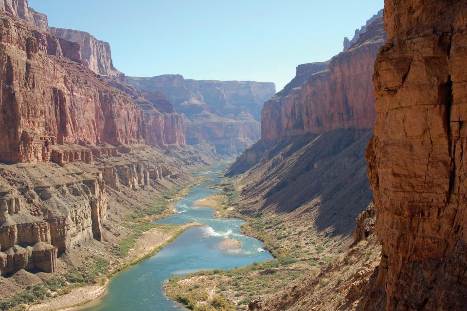 Seven U.S. states and Mexico depend on the Colorado River, shown here in the Grand Canyon. But over the past century, the river’s flow has decreased by roughly 20 percent.  (Bureau of Reclamation) Image shows the Colorado River flowing through the Grand Canyon