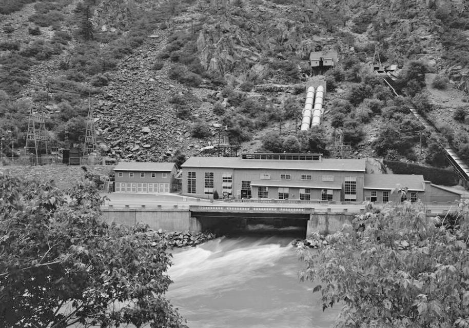 Historic image shows Shoshone Power Plant, which is powered by the Colorado River near Glenwood Springs, Colo.